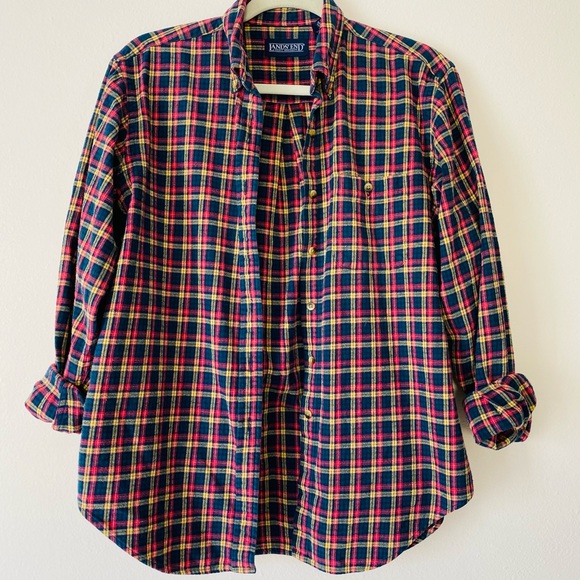 Lands’End custom plaid button down fleece shirt - Picture 5 of 7